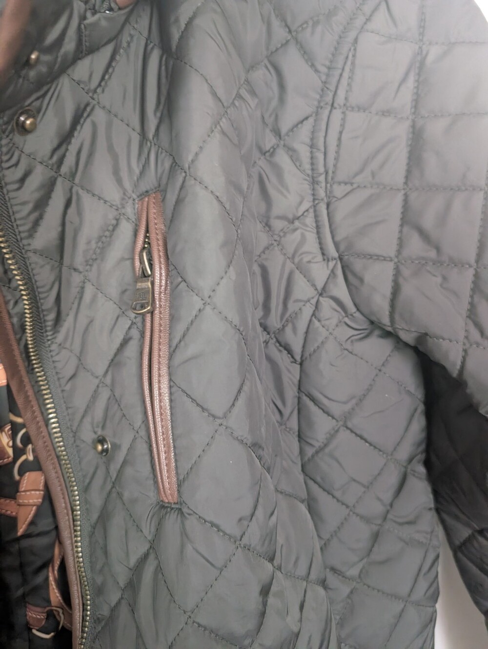 NWT Lauren Ralph Lauren Quilted Riding Coat Black M Equestrian Jacket - Picture 6 of 10